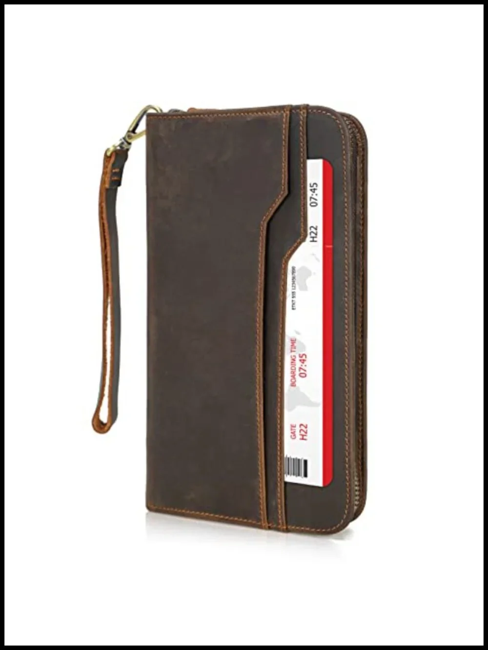 Full Grain Leather Family Travel Passport Wallet RFID Blocking Organizer for 6